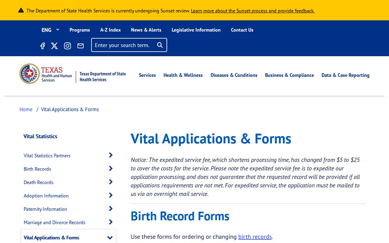 Edinburg resident lookup Texas vital records forms