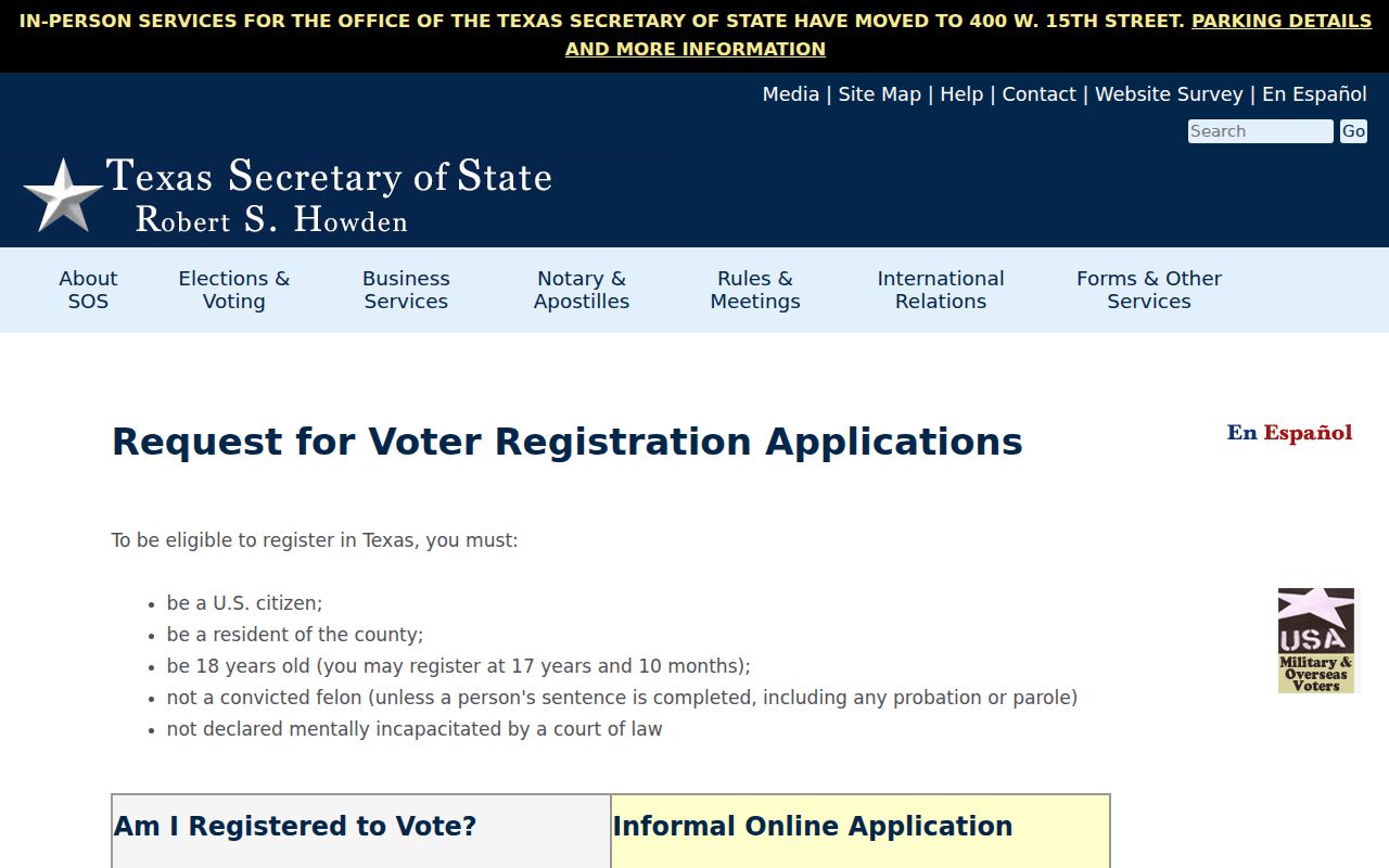 Edinburg resident lookup Texas voter information screen